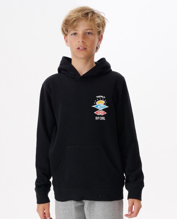 Rip Curl Search Icon Boys Hoodie in Black