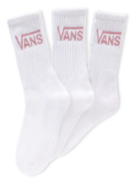 Vans Classic Crew Womens 3 Pack Socks - White/Pink