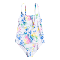 Roxy Girls Good Romance Swimsuit - Bright White Surf Trippin0 YRS