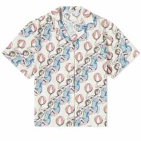 Maison Kitsune Dancing Girls Print Cap Sleeve Shirt Multico Design