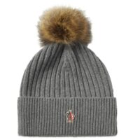 Moncler Grenoble Women's Beanie Hat With Logo Grey