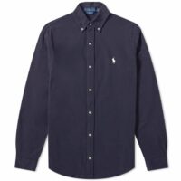 Polo Ralph Lauren Men's Slim Fit Button Down Pique Shirt Aviator Navy