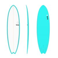 Torq 7'2" Mod Fish Surfboard - Miami Blue & Pinline - 7'2"